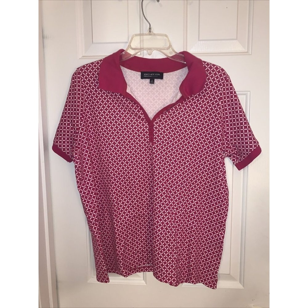 Jones New York signature women’s 1x polo pink white short sleeve